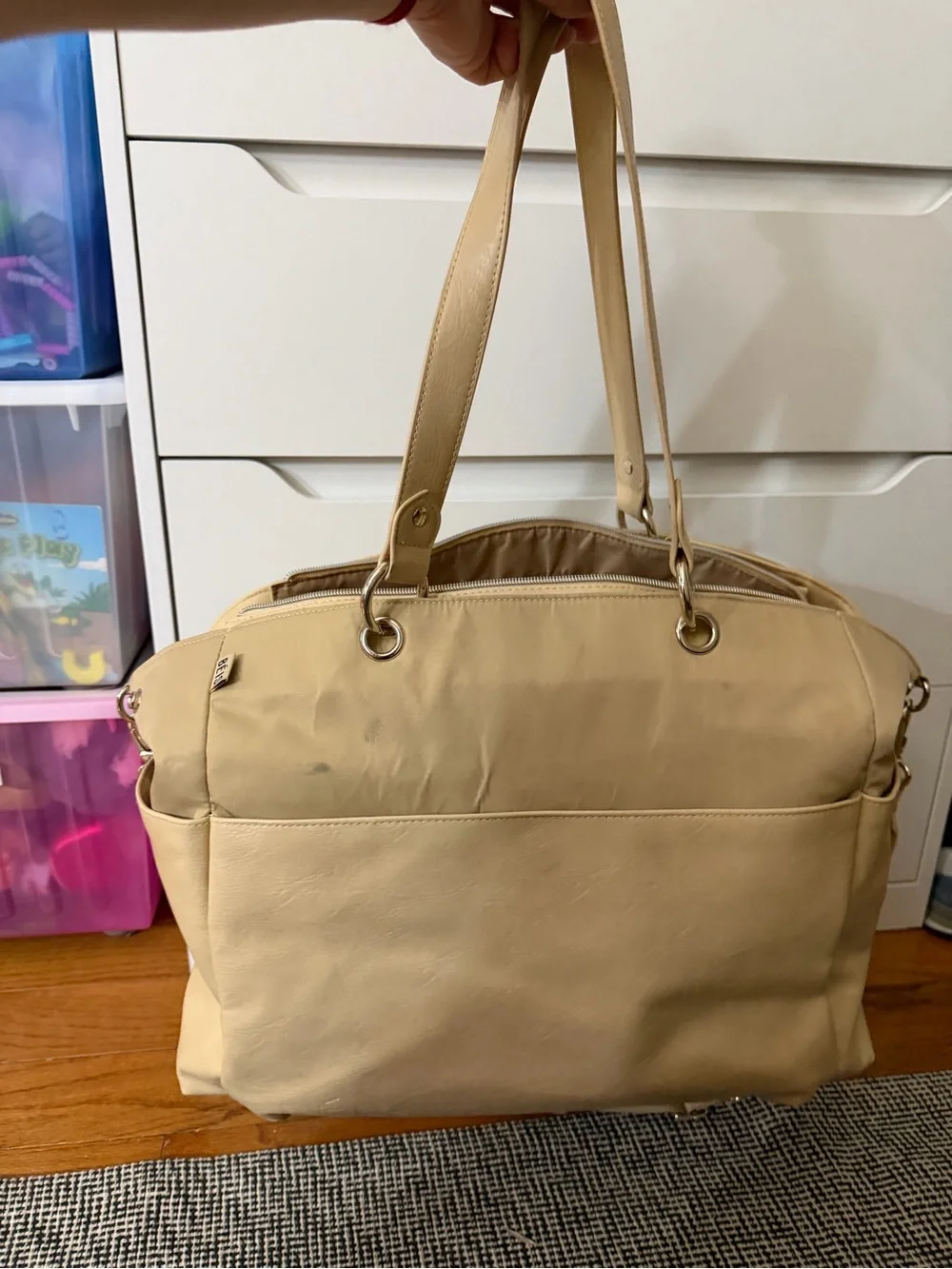 BÉIS Beige Diaper Bag with Shoulder Strap & Stroller Straps